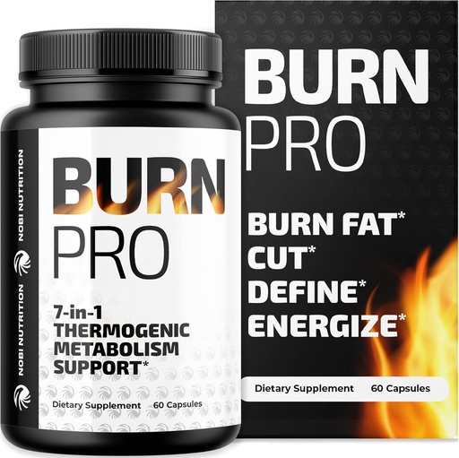 [BRSROAYZBUPW233L] Burn Pro 7-in-1 Thermogenic Metabolism Booster | Weight Management Support Supplement with Appetite & Energy Support | Bloating Relief, Targeted Belly Toning & Keto Inducing | Slim, Trim & Tone | 60ct