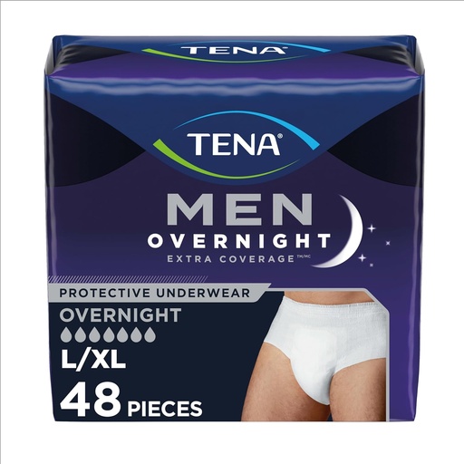 [BRSROCYNBMPGM2TF] TENA Overnight Extra Coverage Incontinence Underwear for Men, Masculine Style and Discreet Cut Men's Underwear, Large/X-Large, 48 ct
