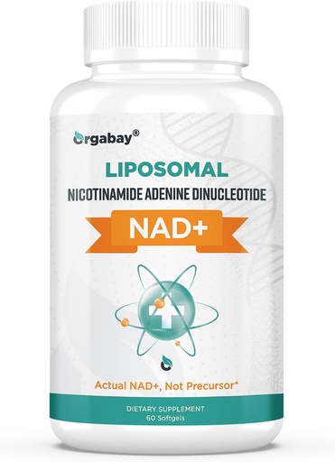 [BRSW2BD6BUDRMFLZ] Orgabay Liposomal NAD + Suplement 500 mg, Wysoka Absorpcja, Wzmacnianie NAD + z TMG 250 mg, Rzeczywisty NAD Plus bardziej wydajny niż Nikotynamid Ribozyd, Wsparcie energii komórkowej, Zdrowe Starzenie 124; 60 Softgels