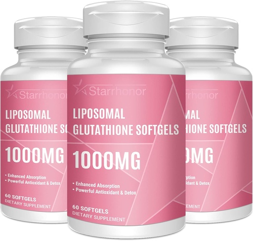 [BRSRMFD5AF6GAYIV] Liposomal Glutathione Softgels 1500MG, Reduced Glutathione Supplement with Vitamin C, Better Absorption, Non-GMO Powerful Antioxidant for Healthy Aging, Detox, Immune Health, 180 Softgels