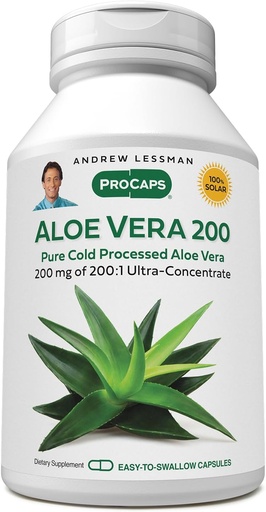 [BRSWIYYNOEOGOELC] ANDREW MOINSMAN Aloe Vera 200-360 Capsules - Fournit 200:1 Ultra-Concentrate d'Aloe Vera, support apaisant pour l'estomac et le système digestif, aucun additif, petites capsules faciles à avaler
