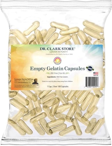 [BRSWIZQ2BEEBWCQ7] Dr. Clark Store Boş Gelatin Capsules Ölçüsü 00 - 1 Cup (Approx. 120 Kapsüls), DIY Supplement üçün Perfect, Vegetarian-Friendly, Halal & Kosher Certified BSE-Free