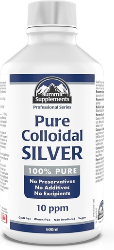 [BRSW2YA2OF7GYH33] Colloidal Silver 10ppm 600ml - Colloidal Silver Liquid Minerals Trace Minerals - Colloidal Copper Supplements - Silver Colloidal Minerals Liquid - Formulated & Made in Canada