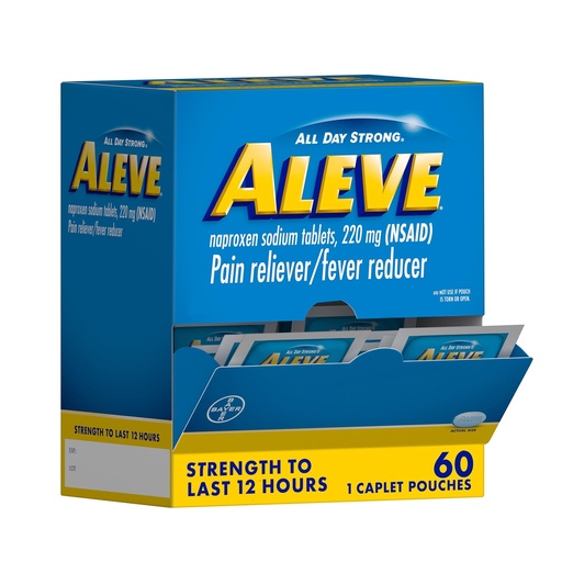 [BRSW2ZD5BUPQK3AU] Aleve Pain Reliever & Fever Reducer Naproxen Sodium Caplets, Body and Arthritis Pain Reliever, Medicine for Adults and Children Ages 12 and Up, 60 Individual Pouches
