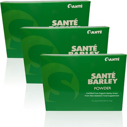 [BRSWIFA3BEPWI3TK] 3 Boxes of Sante Pure Barley New Zealand Blend with Stevia - Large Box 30 Sachets Total 90 grams