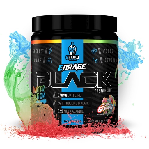 [BRSRMHD6OIBQIHLL] eFlow Nutrition Enrage Black High Stimulant Pre Workout Supplement - Preworkout Powder to Boost Energy, Pumps and Strength - 4 Flavors (30 Servings) (Sour Gummy)
