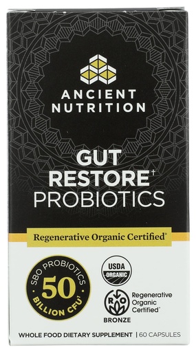 [BRSROCD6CN6A4AYZ] Ancient Nutrition, Probiotics Gut Restore 50B Organic, 60 Count
