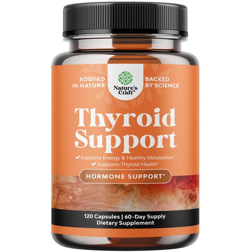 [BRSW2C33PJ6QGHL4] Natures Craft Herbal Thyroid Support Complex - Potent Kelp Iodine Supplement with L Tyrosine, Bladderwrack, Selenium & Ashwagandha for Hormone Balance - Mood & Energy Dietary Pills - 120 Count