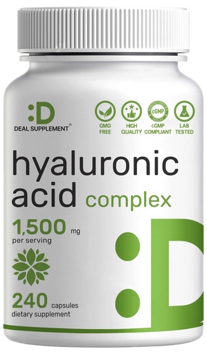 [BRSW2YYOOYIBE2DH] DEAL SUPPLEMENT Hyaluronic Acid Complex 1,500mg – 240 Capsules, with MSM & Vitamin C