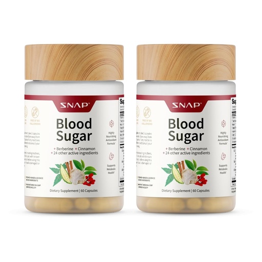 [BRSRMFIEBZYGC3YY] Snap Supplements Blood Sugar Blend with Berberine, CoQ10, Cinnamon, and Gymnema to Support Already Healthy Blood Sugar, Metabolic Health and Energy, Sugar Free, 60 Capsules 2-Pack (Packaging May Vary)