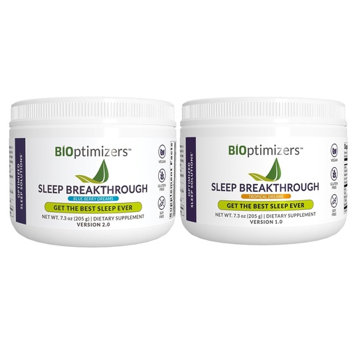 [BRSROCQKCIFG2ETH] BIOptimizers Sleep Breakthrough Powder – Tropical Dreams & Blueberry Bundle – Natural Sleep Support Supplement – 405g Total