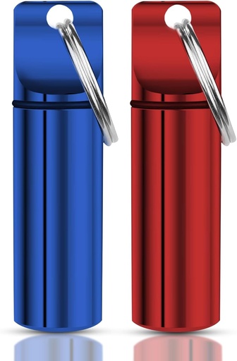 [BRSRAGD5OYDW2YAU] Porte-pilule porte-clés – Pilule de voyage imperméable Conteneur de pilule pour comprimés, capsules – Cas de pilule pour voyage amical pour la purse Mini Pill Case (rouge et bleu)