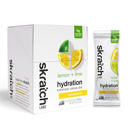 [BRSROBQCCQIQ43D4] Skratch Labs Unsweetened Electrolyte Powder Packets - Everyday Hydration - Sport Drink Mix - Sugar Free - Electrolytes Booster- Lemon + Lime - 15 Servings - Keto, Paleo, Vegan, Non-GMO