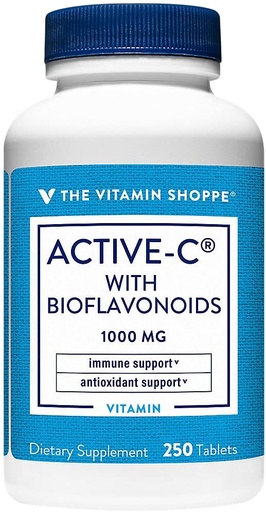 [BRSWIZIFB4ABEYDU] The Vitamin Shoppe Active-C with Bioflavonoids 1000 MG - Antioxidant for Cardiovascular & Immune Health & Protection Against Free Radicals (250 Tablets)