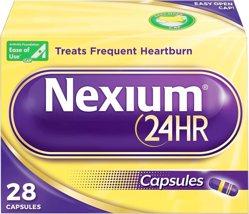 [BRSWIG36B56QE2D6] Nexium 24HR Säure Reducer Heartburn Relief Kapseln für All-Day und All-Night Schutz vor häufigem Sodbrennen, Sodbrennen Medizin mit Esomeprazol Magnesium - 28 Zähler
