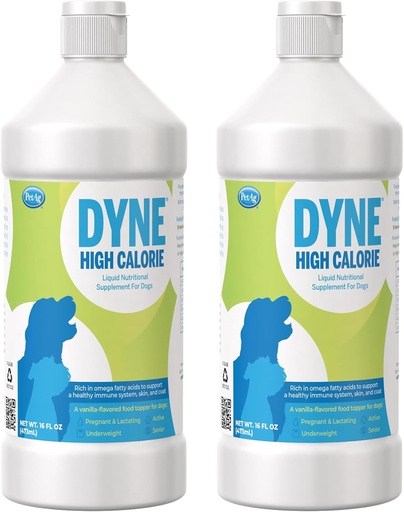 [BRSWG2Y3BEPBOAY6] PetAg Dyne High Calorie Liquid Nutritional Supplement for Dogs & Puppies 8 Weeks and Older - 16 oz, Pack of 2 - Supports Performance and Endurance - Sweet Vanilla Flavor