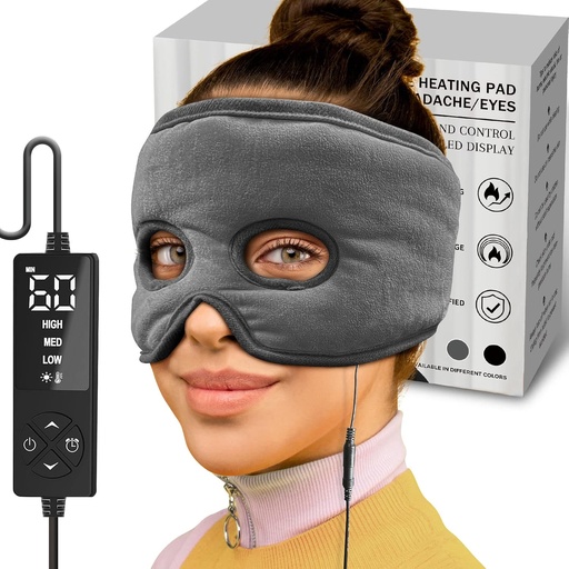 [BRSRMAQBAUCBUEQ2] sticro Sinus Relief Mask Moist Heat with 3 Temp Settings, Ex-Large Headache Mask Electric Face Heating Pad for Sinus Pressure Relief, Migraine, Tension Headache Relief