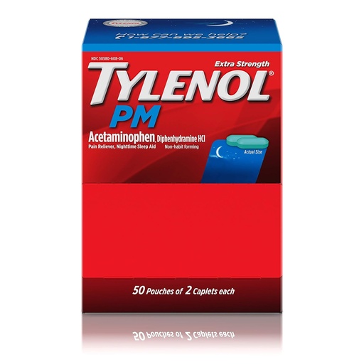 [BRSWKFD5OYBB2DTG] Tylenol PM Extra Strength, 50 Pouches of 2 Caplets, Dispenser Box (Pack of 2)