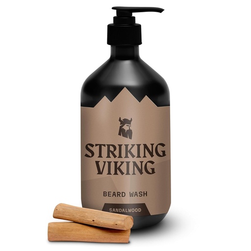 [BRSROZ36O55AAAAU] Striking Viking Sandalwood Beard Wash/Shampoo for Men - 17 Oz, Paraben & Sulfate Free, Jojobal Oil for all Beard Types - Promotes Healthy Growth & Moisturizes