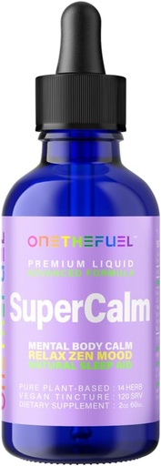 [BRSWYY35BECQICA2] Super Calm 2oz. Plant-Based Mental Health Nervous Calming Body Nerves Relax 100% Natural Magnesium Supplement Pure Vegan 14-in-1 Herbals Chamomile + Tincture Liquid