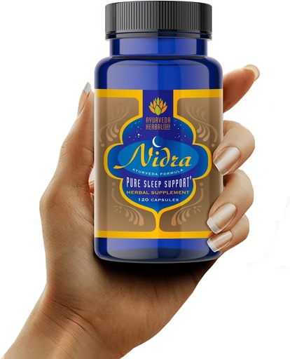 [BRSRMFIEBZ4AGET5] Nidra 100% Természetes Ayurvedic Herbal Alváskiegészítés - Drug Free, Non-Habit Forming, Stress Relief Aid egy nyugodt éjszakára - 120 Count (1-es csomag)