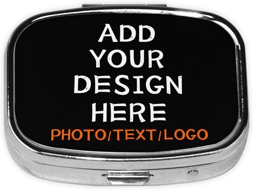 [BRSRABQTOYPB4ALH] Custom Square Pill Box s Mirror Personalizované Photo Text Logo Name Travel Small Pill Case 2 Compartment Adjusted Portable Metal Medicine Kontajner Vitamín Organizátor pre vreckové Purse