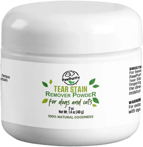 [BRSWYHA6BF4BSFD2] PawPurity Tear Stain Remover Powder for Dogs & Cats - 2 oz | Gently Treats The Cause of Staining | 100% Natural, Safe | Keeps Pet Eye Area Clean and Dry | The Trusted Choice for Pet Owners