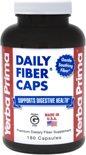 [BRSWIYTYOAJWK2YV] Yerba Prima Daily Fiber Caps - 180 Capsules - Soluble & Insoluble Dietary Fiber Supplement - Colon Cleanse - Gut Health - Vegan, Non-GMO, Gluten-Free