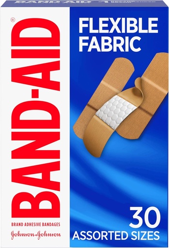 [BRSWIY35AAMGGGQV] Band-Aid Brand Flexible Fabric Adhesive Bandages, Comfortable Sterile Protection & Wound Care for Minor Cuts & Burns, Quilt-Aid Technology to Cushion Painful Wounds, Assorted Sizes, 30 ct