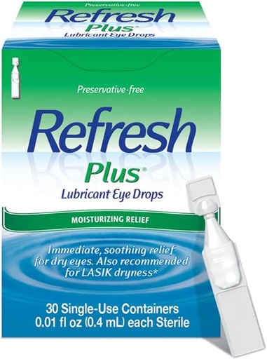[BRSWIYQQBYHQ4HDM] Refresh Plus Lubricant Eye Drops, Preservative Free, Single Use Containers, 30 Count