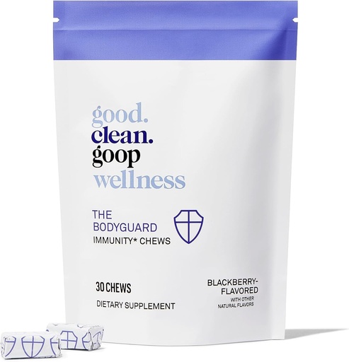 [BRSROAQ3DJ7GEDLX] good.clean.goop Wellness The Bodyguard Immunity Chews | Dietary Supplement for Immune Support | Elderberry Extract & Vitamin D | Berry Flavored | Immune System Booster | Pack of 30 Chews | Non-GMO