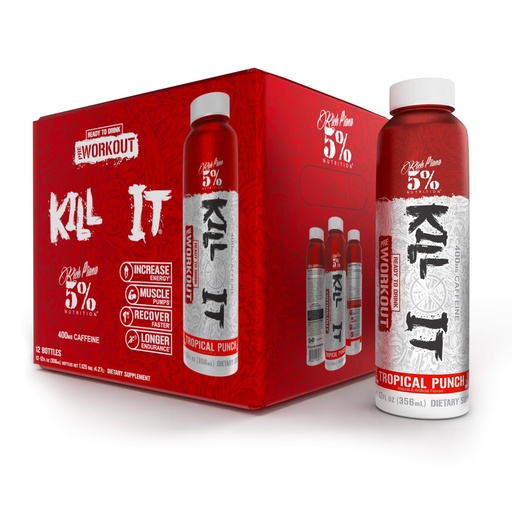 [BRSRMCQ5AB6BYAI4] 5% Nutrition Kill It Ready-to-Drink High Stim Pre Workout | 400mg Caffeine Energy Drink | Extreme Pump, Endurance, Focus & Hydration | Citrulline, Beta Alanine, Taurine | 12 Pack (Tropical Punch)