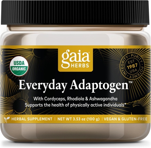 [BRSWGAAHCB6QYE33] Gaia Herbs Everyday Adaptogen Powder - Hilft Energieunterstützung und Erhalten gesunden Stress Levels in körperlich aktiv - mit Maca Root, Cordyceps, Ashwagandha & More - 3.5 Oz (38-Day Supply)