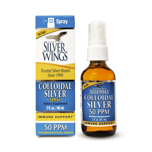 [BRSWIGYODEJR4YLI] Natural Path Silver Wings Colloidal Silver Liquid - Daily Immune Support Supplement - 50ppm (250mcg) - 2 fl oz Spray