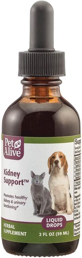 [BRSWIYYPBQMRQHT6] Pet Alive Kidney Support - All Natural Herbal Supplement Promotes Healthy Kidney and Urinary Functioning in Cats and Dogs - 59 mL