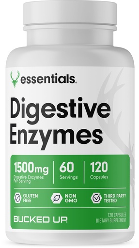 [BRSROHAYOUHQICIV] Bucked Up Digestive Enzymes (1500 mg), Essentials (60 Servings, 120 Capsules)