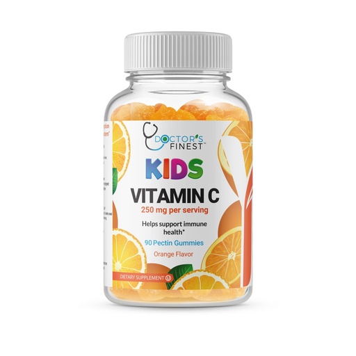 [BRSWYZANCF4BUHLD] Doctors Finest Vitamin C Gummies for Kids – Vegan, GMO Free & Gluten Free – Great Tasting Orange Flavor Pectin Chews – Kids Dietary Supplement – 250mg of Vitamin C – 90 Jellies [45 Doses]