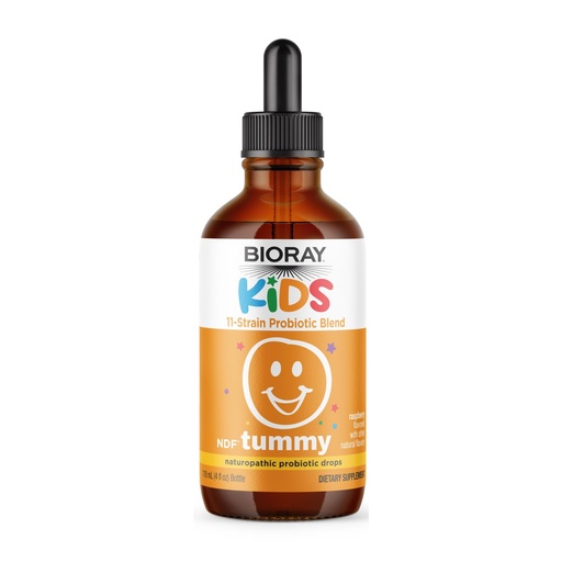 [BRSWGZITCUIQKA3O] BIORAY Kids NDF Tummy, Raspberry - 4 fl oz (120 mL) - 11-Strain Probiotic Blend - Supports the Immune Response in the GI Tract - Non-GMO, Vegan, Gluten Free - Approx. 120 Servings