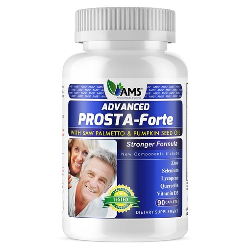 [BRSW2AQEBUFGCDLJ] America Medic & Science Advanced Prosta-Forte (90 Caplets) | Prostate Supplement for Men | Dietary Pills with Saw Palmetto Extract, Vitamin D3, Zinc, and Pumpkin Seed Oil for Enhanced Prostate Health