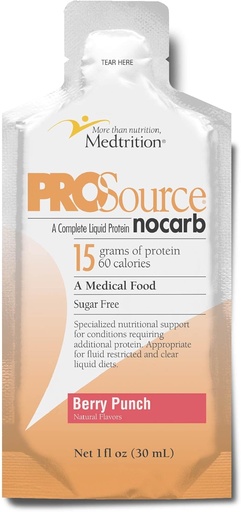 [BRSWYBT3OIBWEADX] Medtrition ProSource NoCarb Berry Energy Punch Liquid Packets Case of 25-1 fl oz Packets