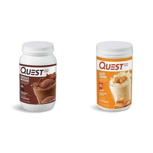 [BRSROCQPCMIGY2DP] Quest Nutrition Chocolate Milkshake Protein Powder, 22g Protein, 1g Sugar, Low Carb, Gluten Free, 3 Pound, 43 Servings & Salted Caramel Protein Powder; 26g Protein; 1g Sugar; Low Carb; Gluten Free