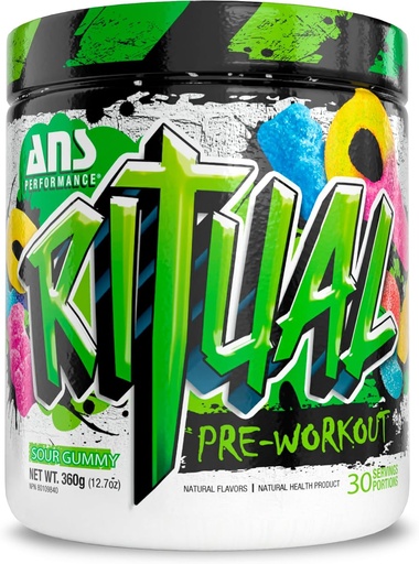 [BRSROGI5CVYGMFI6] ANS Performance Rituaali pre workout (30 tarjoilua, 12.7 oz) - Täydellinen esitreenaaminen Formula - Energia, tarkennus, & vahvuus - Tehonoton ja harjoittelun volyymi - Endurance & Stamina (Sour Gummy)