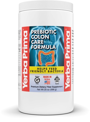 [BRSWGGAZBN7AYCL6] Yerba Prima Prebiotic Colon Care Formula, 20 oz Powder with FOS - Natural Psyllium Fiber, Magnesium, Selenium - Non-GMO, Gluten Free, Vegan Daily Supplement - for Men & Women