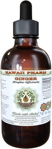 [BRSWKE32BR4WMDDG] Extracto líquido libre de alcohol, jengibre orgánico (Zingiber officinale) raíz seca Glycerite Hawaii Pharm Natural Herbal Suplemento 2 oz