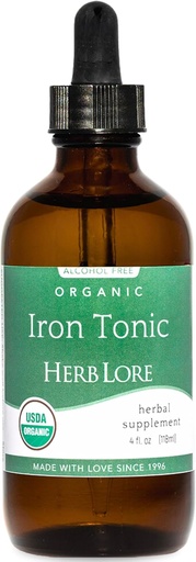 [BRSRAGA7DEHRQAAU] Herb Lore Iron Tonic - Organic Liquid Iron Drops Supplement for Kids & Women - Baby, Infant & Toddler Friendly - Plant Based, Vegan, Gentle, Non Constipating Herbal Timcture (4 fl oz)