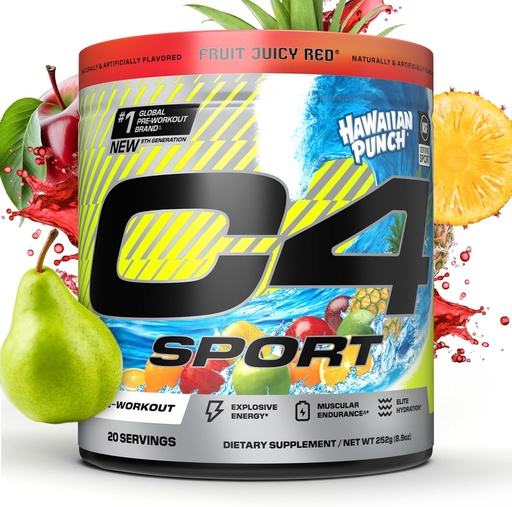 [BRSRAZIHOJ4BSFIU] Cellucor C4 Sport Pre Workout Powder - NSF Certified for Sport - Elite Hydration - 200mg Cafine + Creature + Beta- Alanina - Elektrolity i Suplement Energetyczny - Hawajski Punch, 20 Służenie