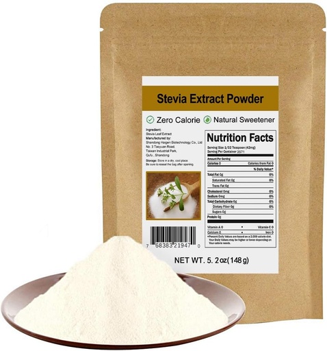 [BRSRAFI5B56A4AIV] Pur Stevia Extract pulbere fără Erythritol 5.2oz (148g) - foarte concentrat Stevia Powder Sweetener, Zero Calorie, No Artificial, Natural Sugar Alternative