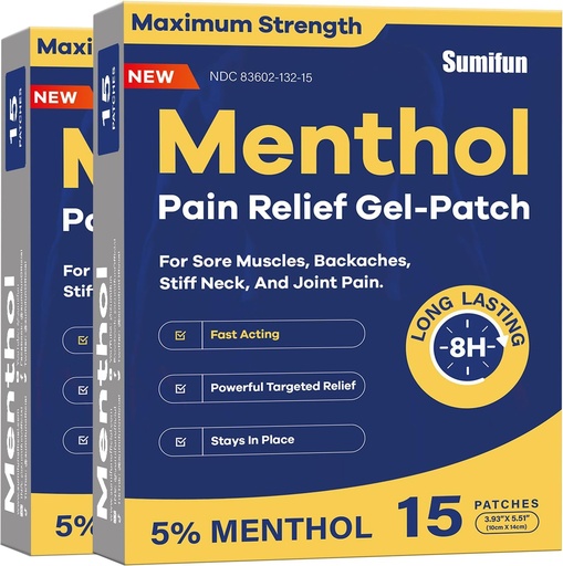 [BRSRAYARC4NQA3Q7] Sumify Medicated Cold Hot Patches - 30 Greve 5% Menthol Extra Strength Pain Relief Patches Kraftfuld Målrettet Relief for Simple Bagager, Fælles Smerte, Stiff Neck, Muskel Sore