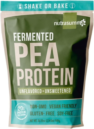 [BRSWKGQYCIHBUH34] Nutrasumma Pea Protein Powder, Unflavored and Unsweetened Sugar Free Vegan, 100% Plant Based, Non GMO, Gluten Free &amp; Soy Free, 2.14 LB