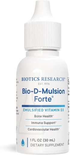 [BRSWIFYTAUIBA2IZ] Bioteknologi Forskning Bio- D- Mulsion Forte Liquid Vitamin D Drops 4000 IE - Vitamin D3 2000iu / Drop for voksne - Bedste Absorption, Styrker Bones, Understøtter cardiovaskulær & Immunsystem -1 fl oz